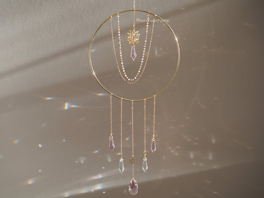 Zendaya- Lotus Flower crystal suncatcher, rainbow maker prism, hanging decor