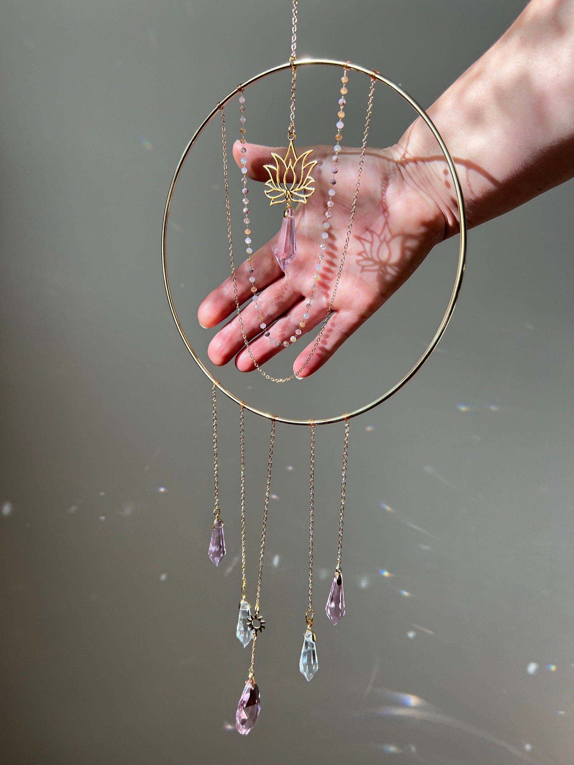 Zendaya- Lotus Flower crystal suncatcher, rainbow maker prism, hanging decor